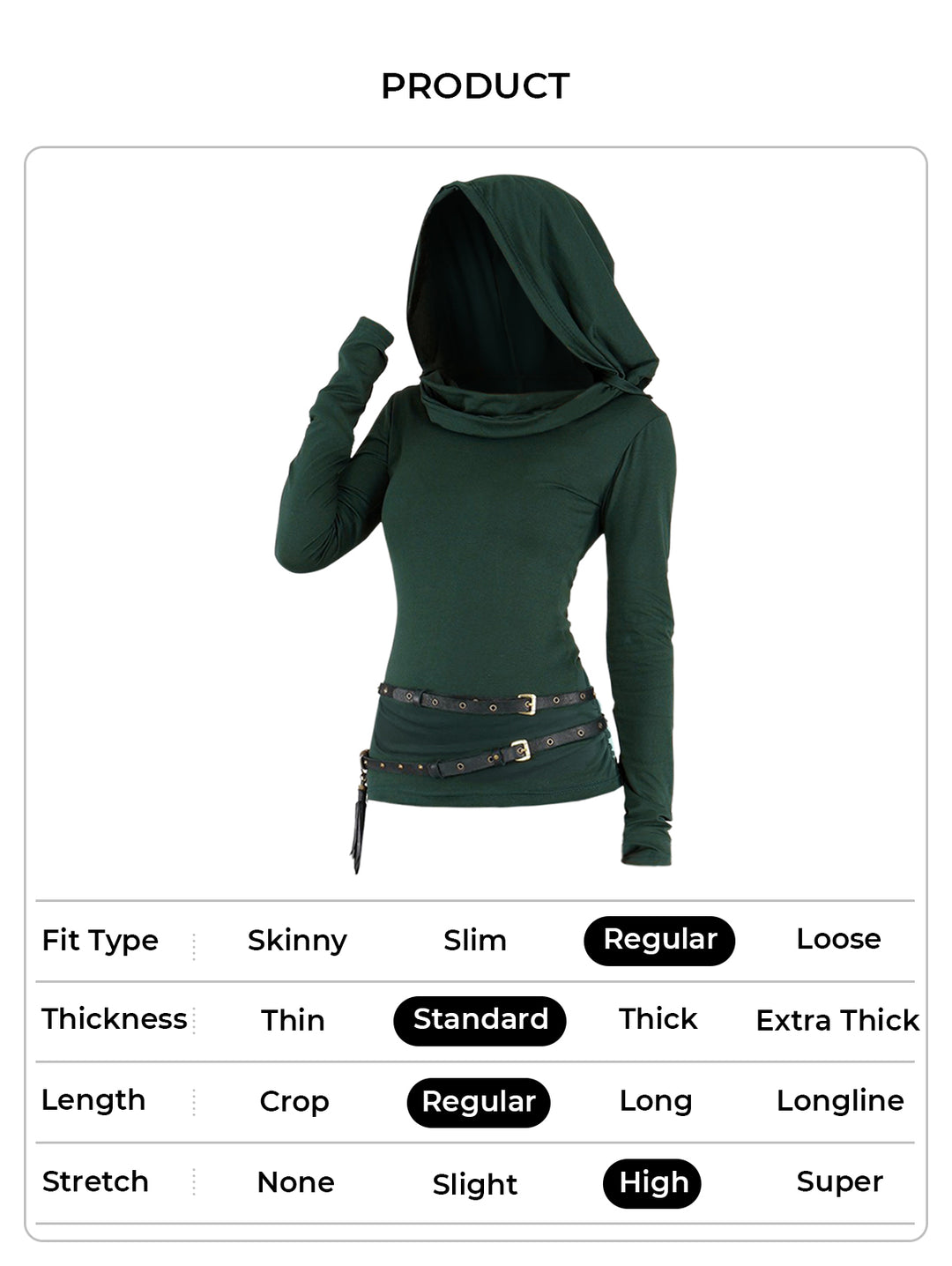 Solid Color Long Sleeve Belted Hooded Top