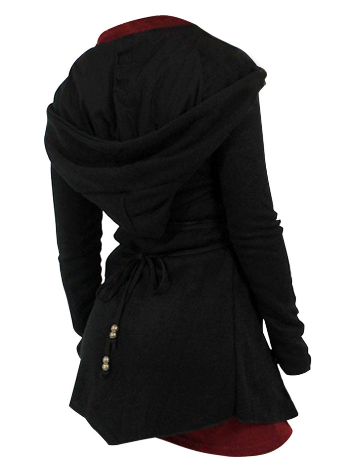 Cut Out Turtleneck Short Sleeve Mini Tee Dress And Hooded Fleece Coat Set