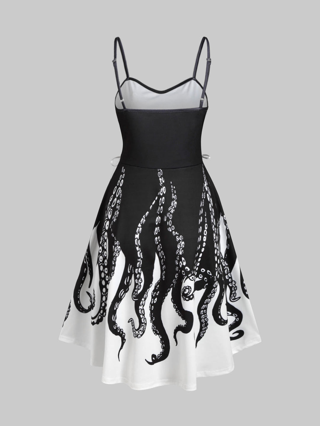 Dip Hem Octopus Print Lace Up Dress