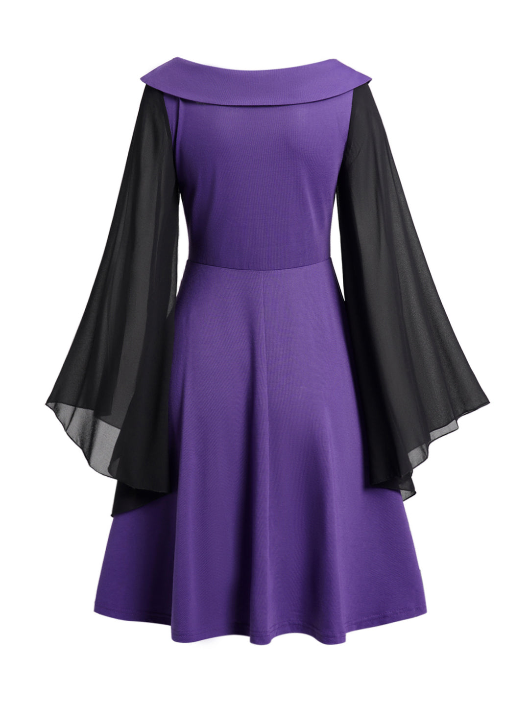 Lace Up Hasp Button Chiffon Long Sleeve Gothic Mini Dress