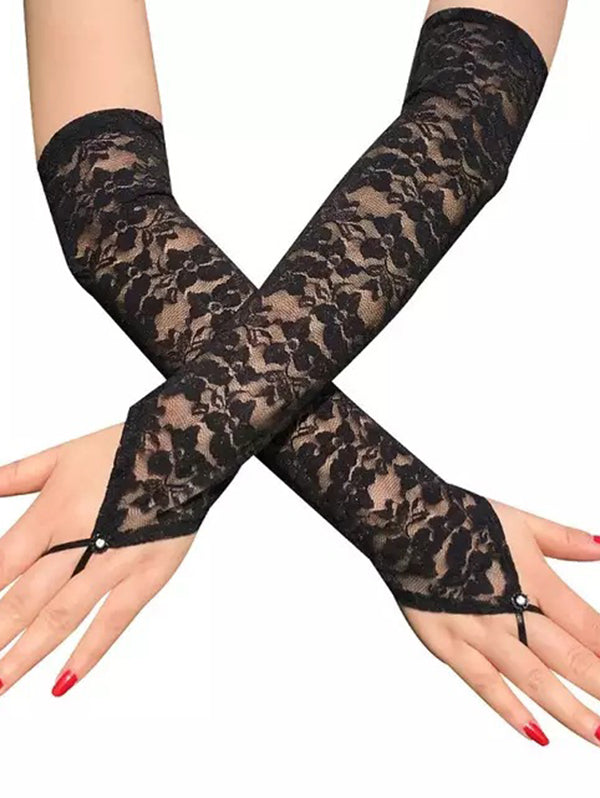 Halloween Gothic Lace Demi-sheer Fingerless Gloves