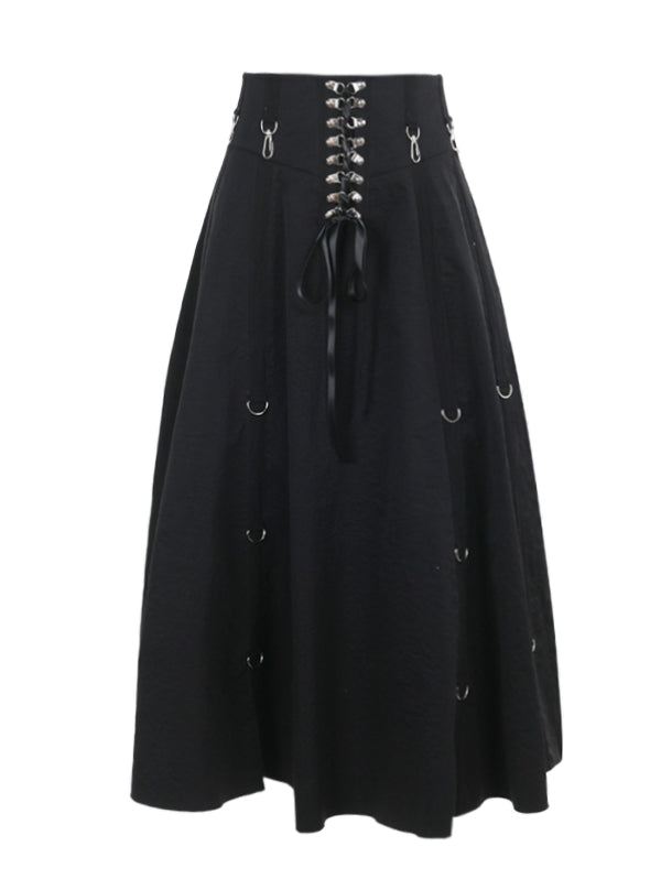 Lace Up High Low Irregular Long Victorian Medieval Style Hem Skit