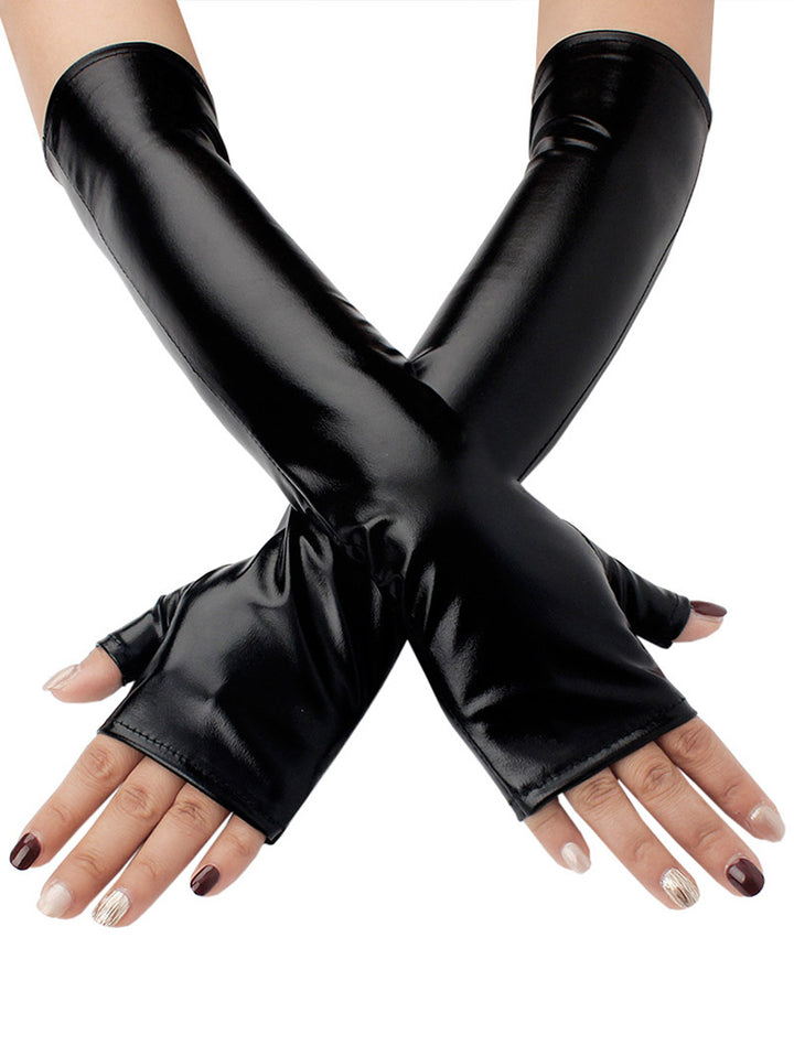 Party Forearm Gloves Solid Color Fingerless Punk Gloves