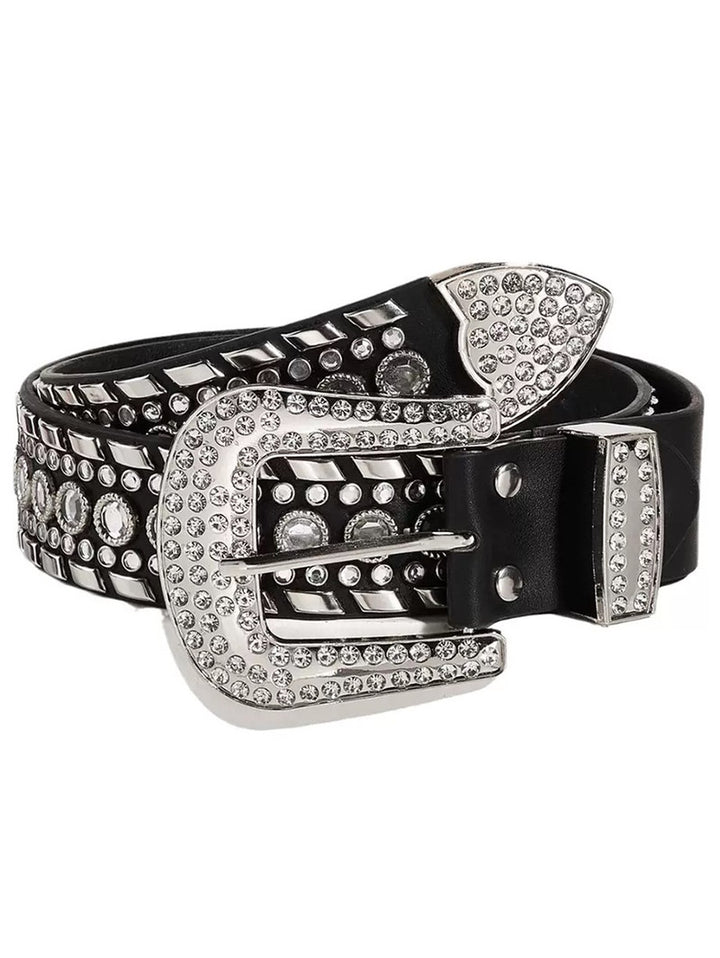 Punk PU Belt Rhinestone Trendy Waist Belt