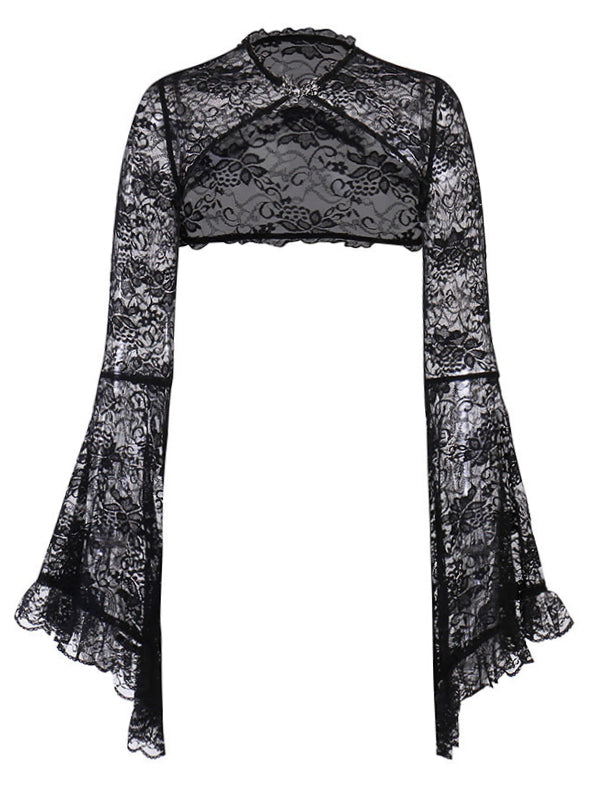 Flower Lace See Thru Long Sleeves Cardigan