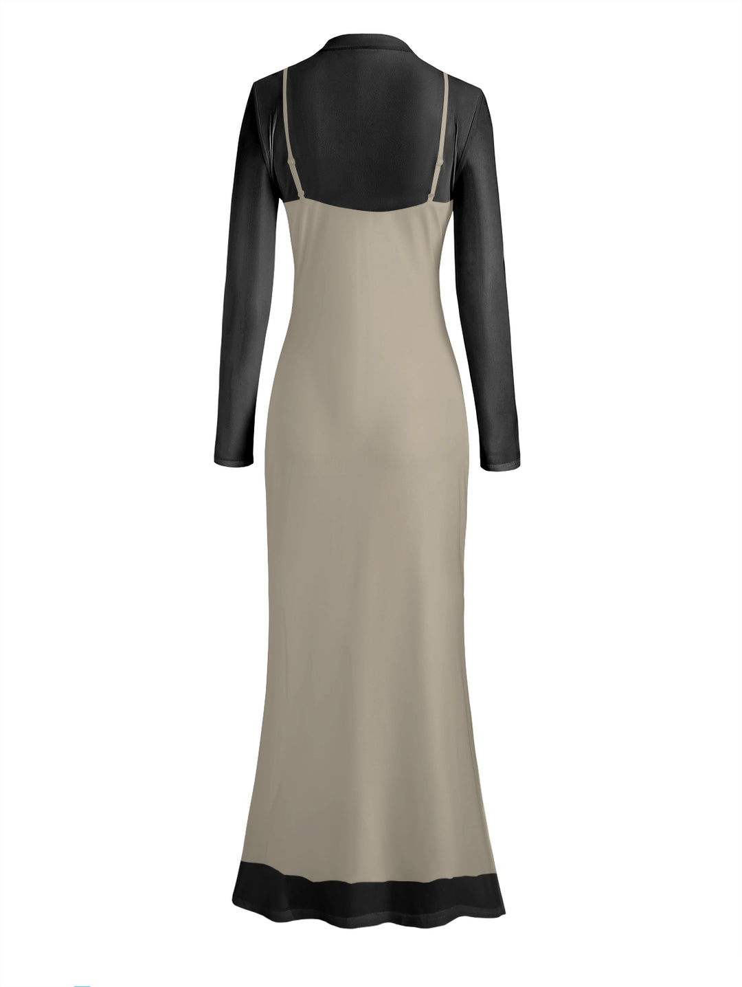 Gothic Sexy Mesh & Ghost Bride Skulls Slim Split Maxi Dress Two-Piece Set