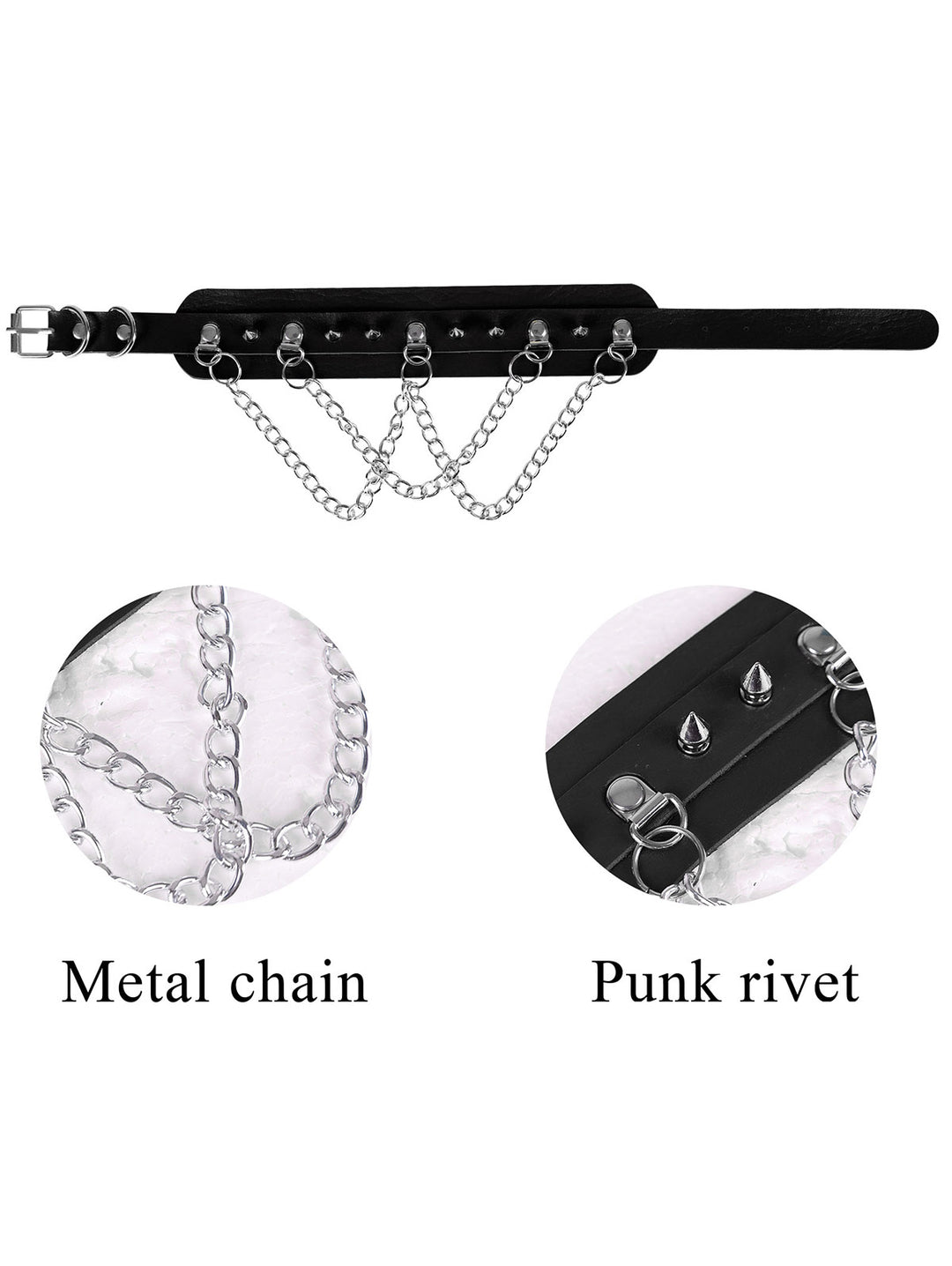 Punk Choker Rivet Chain Embellishment Gothic Necklace