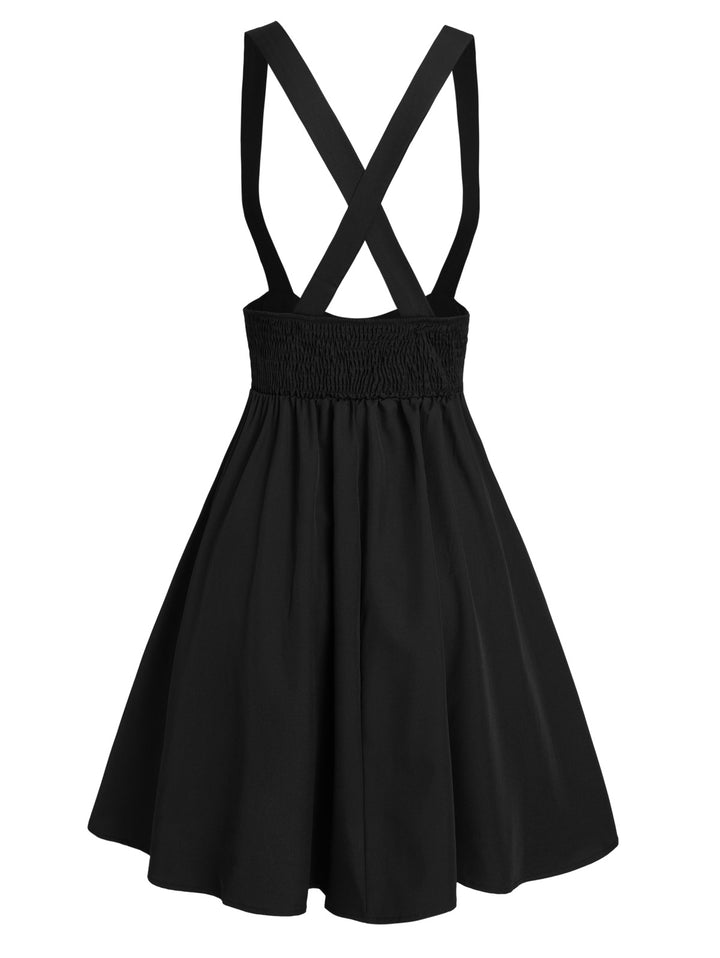 Zipper Fly Crisscross Lace Up Suspender Skirt