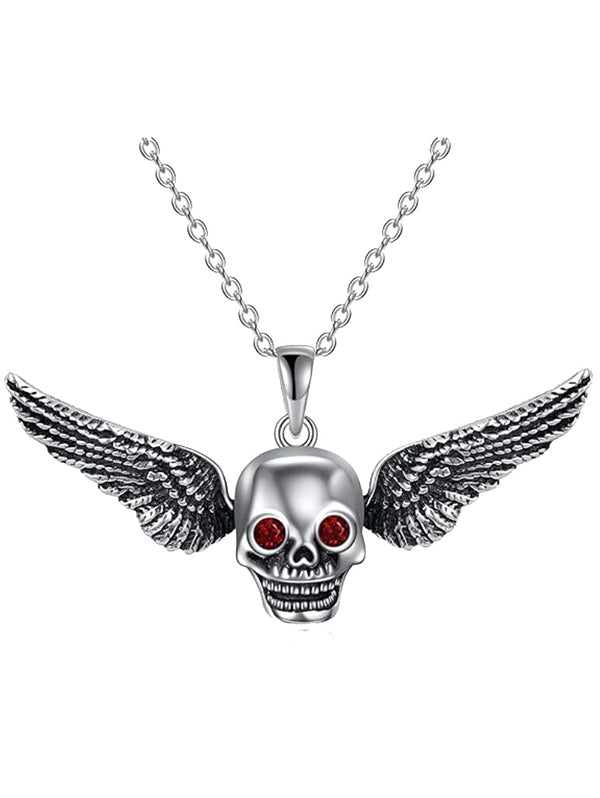 Skulls Wings Artificial Gem Gothic Necklace Punk Style Halloween Necklace