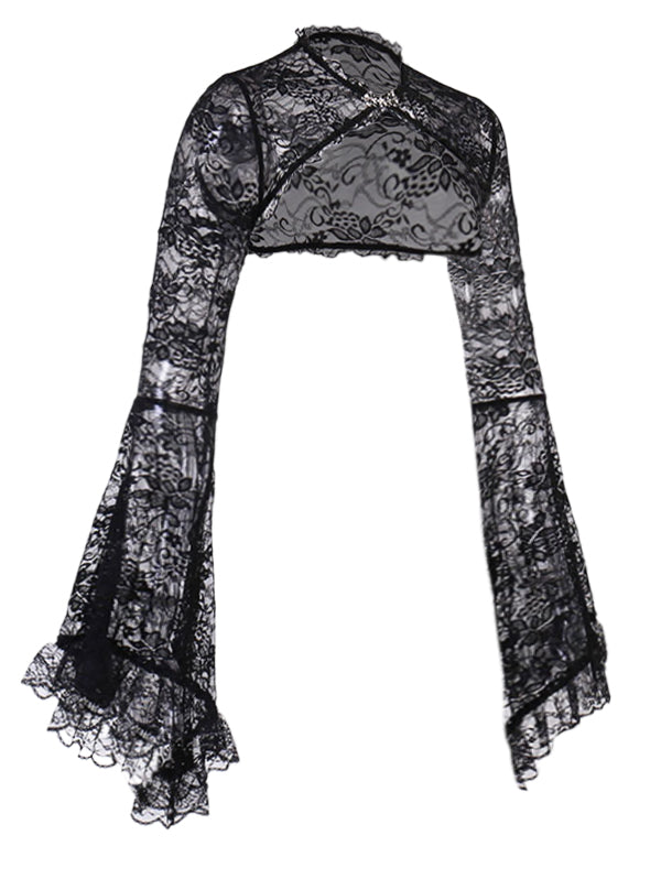 Flower Lace See Thru Long Sleeves Cardigan