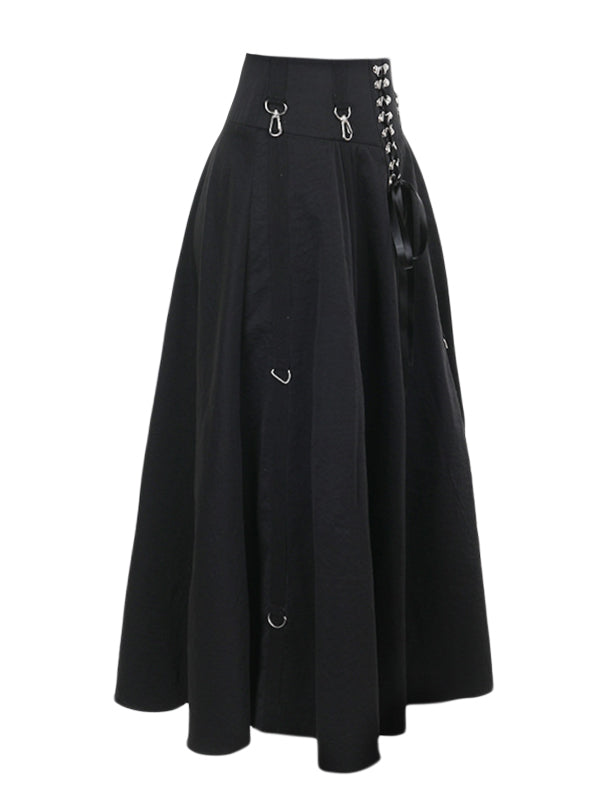 Lace Up High Low Irregular Long Victorian Medieval Style Hem Skit