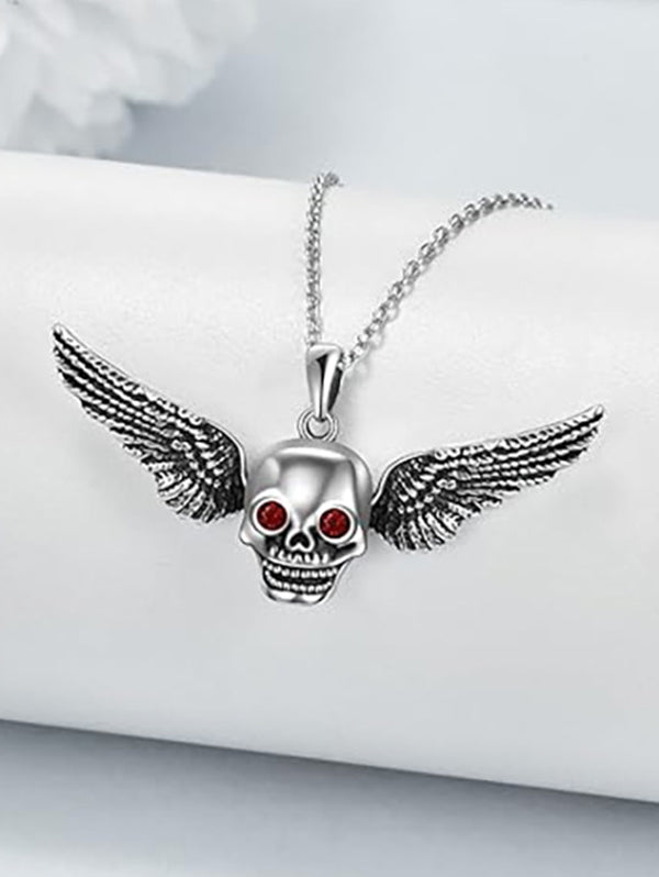 Skulls Wings Artificial Gem Gothic Necklace Punk Style Halloween Necklace