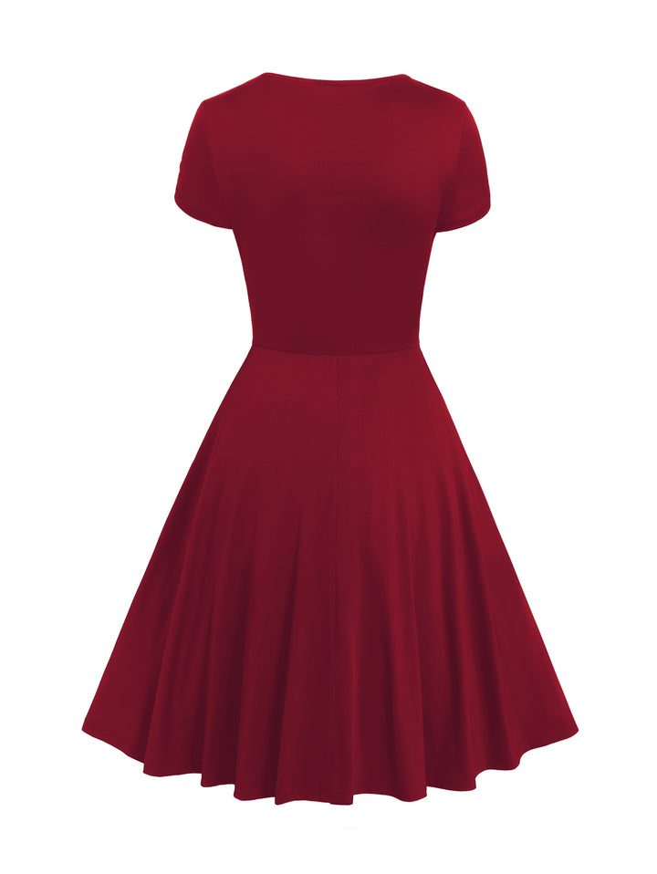 Gothic Grommet Lace Up Lace Panel High Waisted Dress