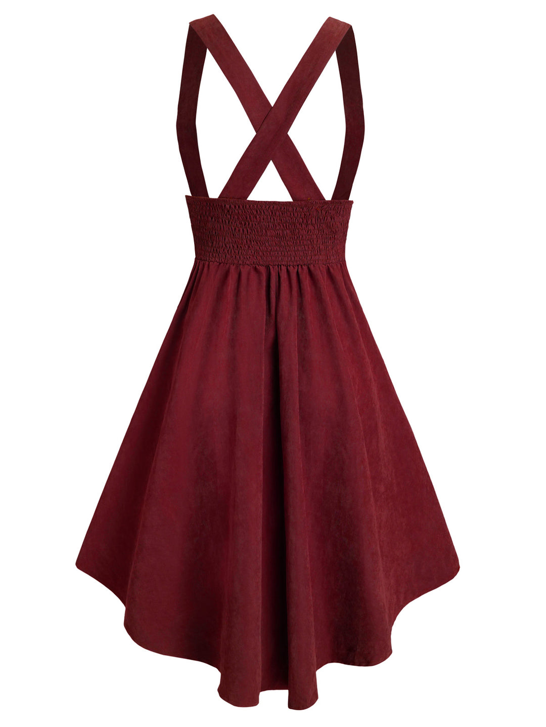 Mock Button Lace-up Suspender High Low Skirt