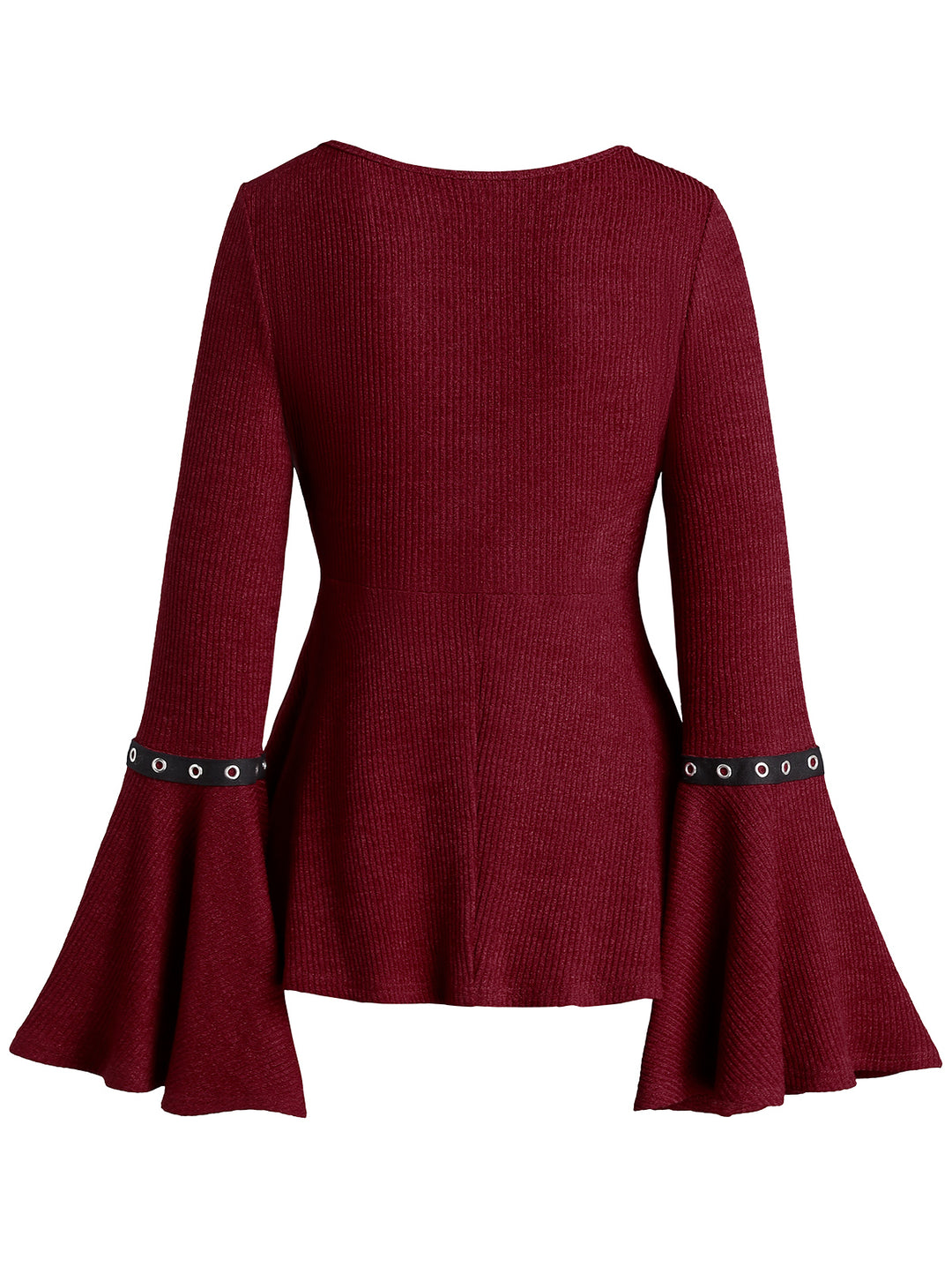 Gothic Lace Up Flare Sleeve Grommet Design Casual Top