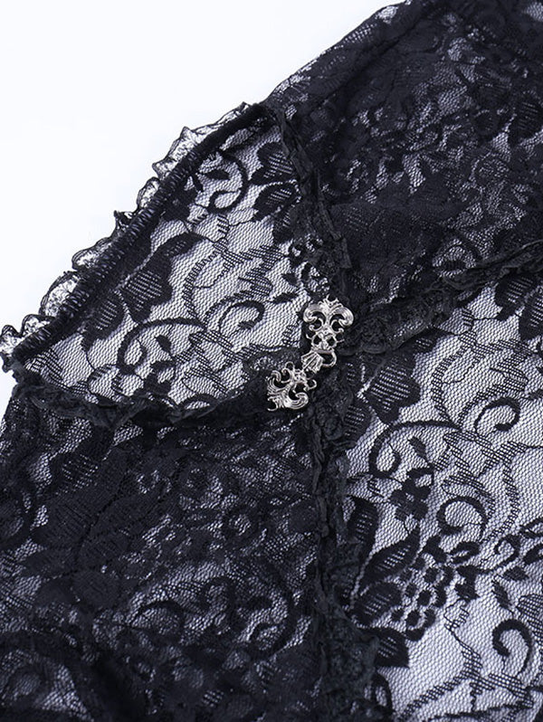Flower Lace See Thru Long Sleeves Cardigan