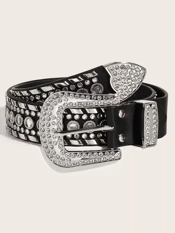 Punk PU Belt Rhinestone Trendy Waist Belt
