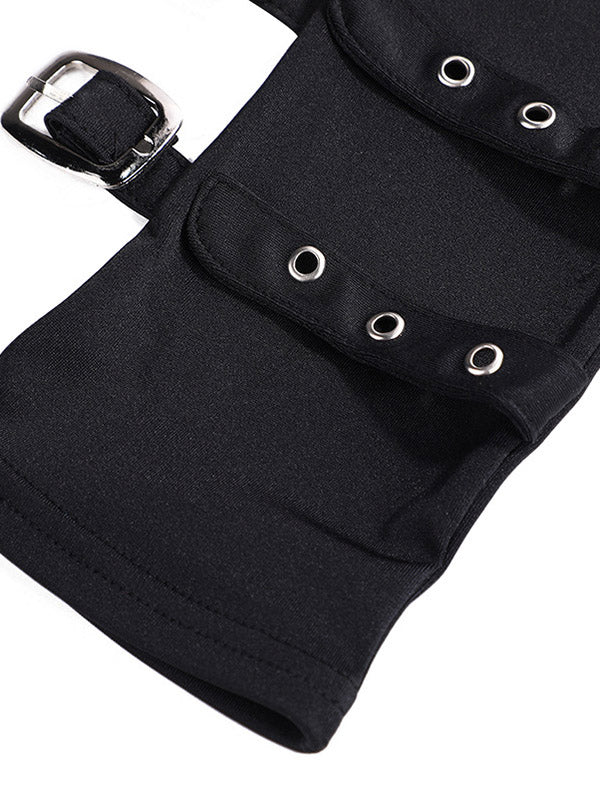 Punk Forearm Gloves Buckle Strap Fingerless Party Gloves
