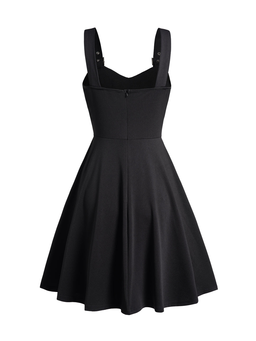 Grommet Buckle Strap Punk Dress Plain Color Sleeveless A Line Mini Dress
