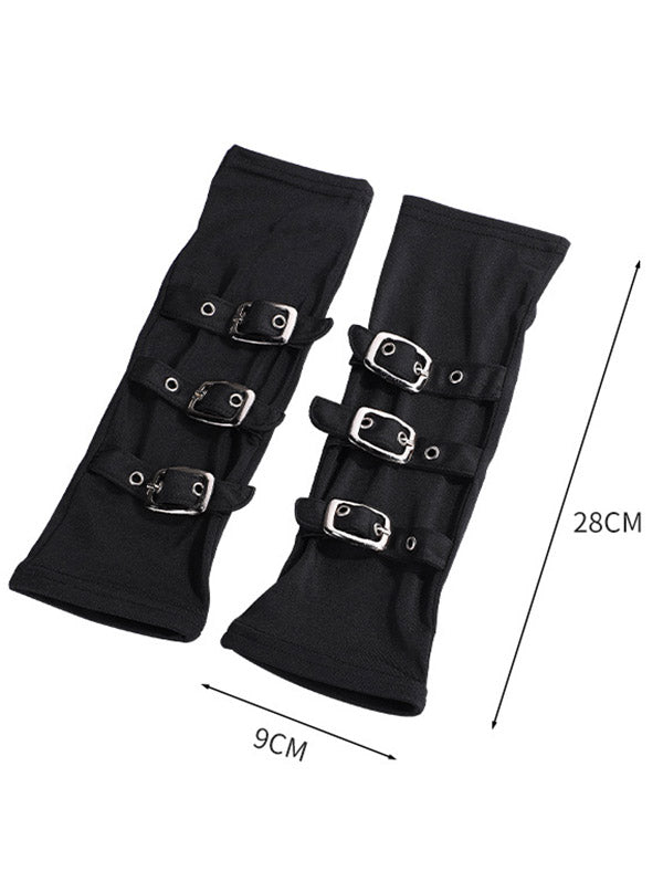 Punk Forearm Gloves Buckle Strap Fingerless Party Gloves