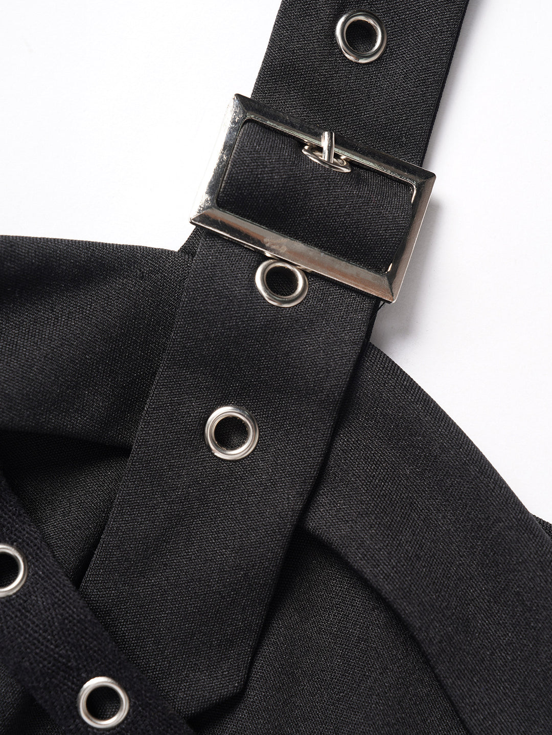 Grommet Buckle Strap Punk Dress Plain Color Sleeveless A Line Mini Dress