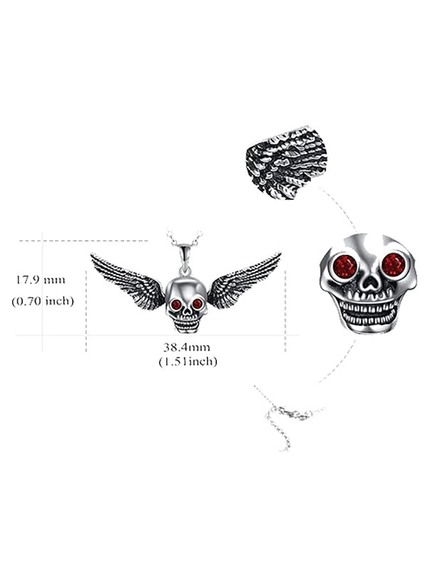 Skulls Wings Artificial Gem Gothic Necklace Punk Style Halloween Necklace