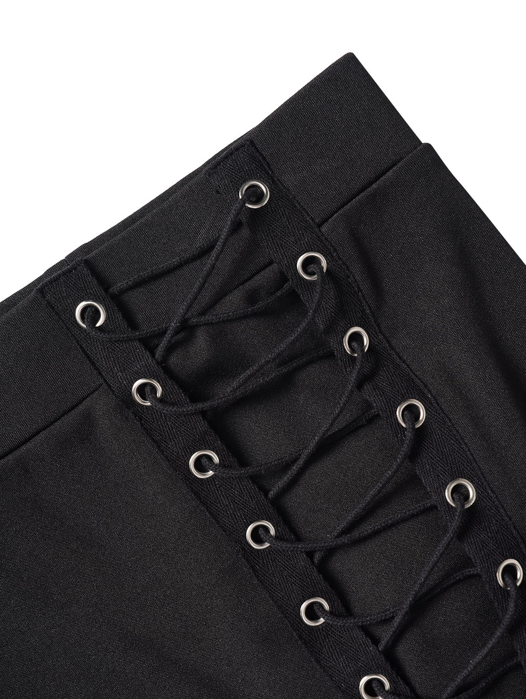 Grommet Buckle Lace Up Pants Elastic Waist Punk Skinny Pants