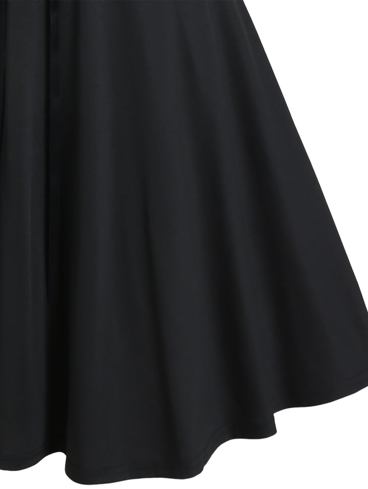 Gothic Grommet Lace Up Lace Panel High Waisted Dress