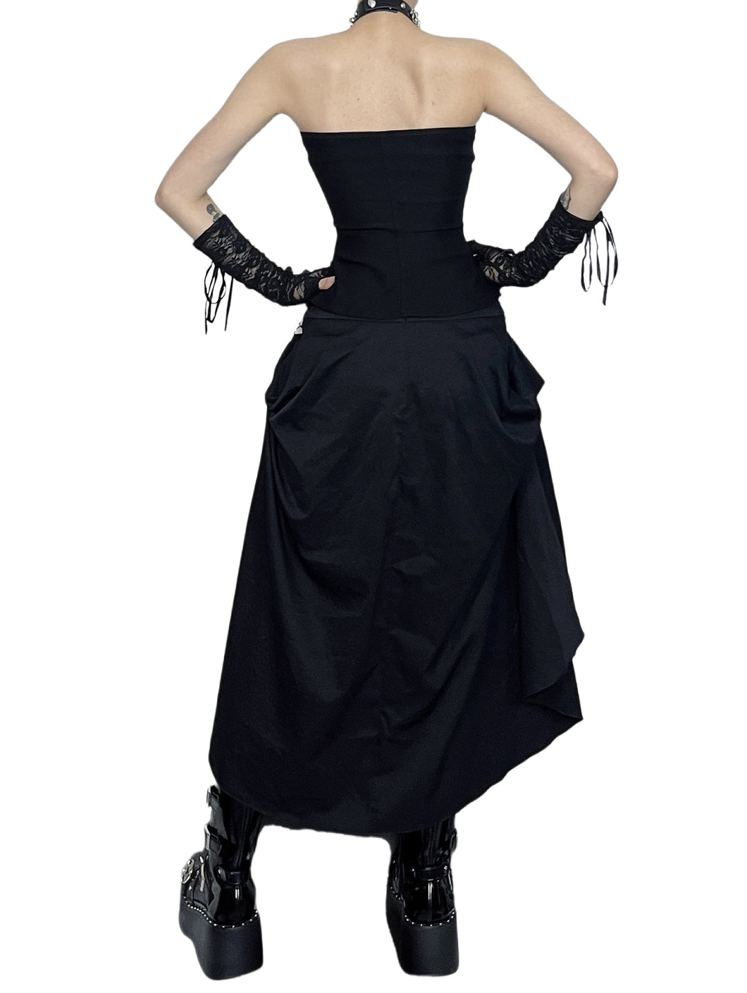 Lace Up High Low Irregular Long Victorian Medieval Style Hem Skit