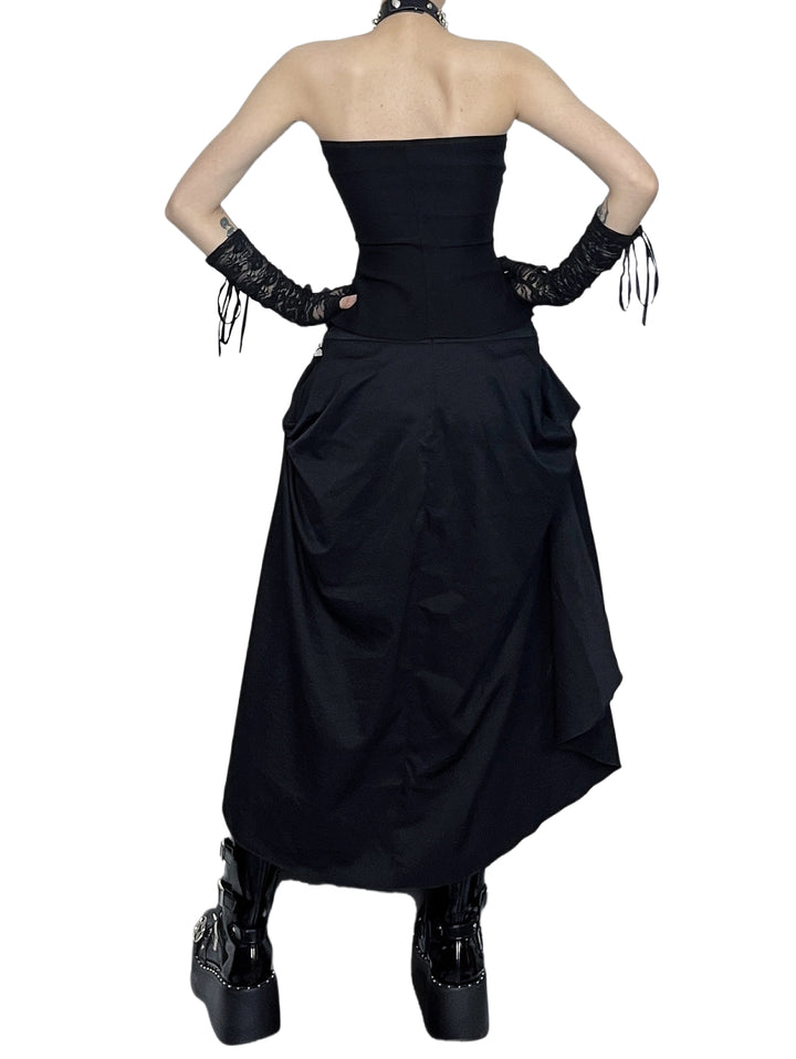 Lace Up High Low Irregular Long Victorian Medieval Style Hem Skit