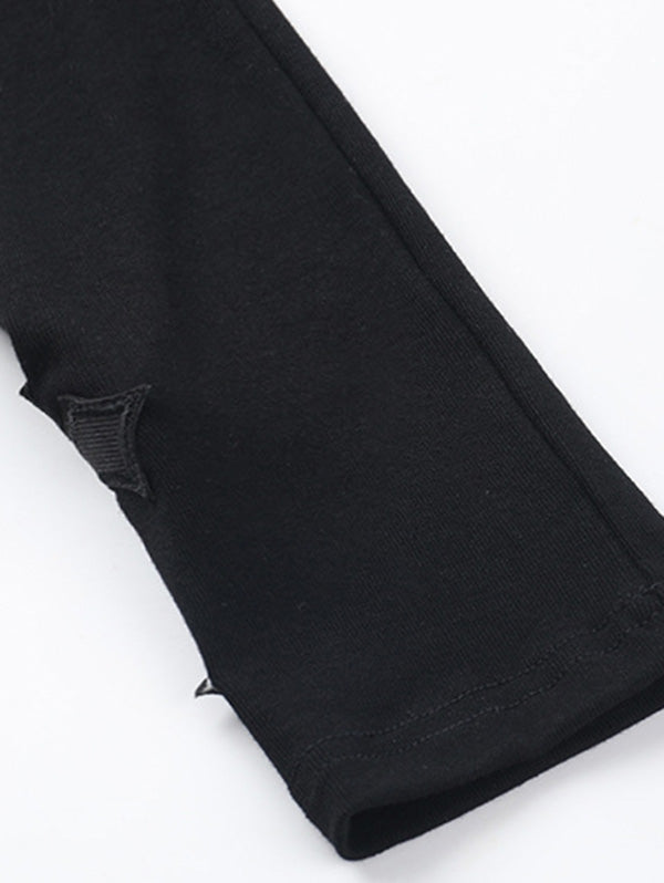 Gothic Bodycon Cross Cut-Out Long Sleeve Top