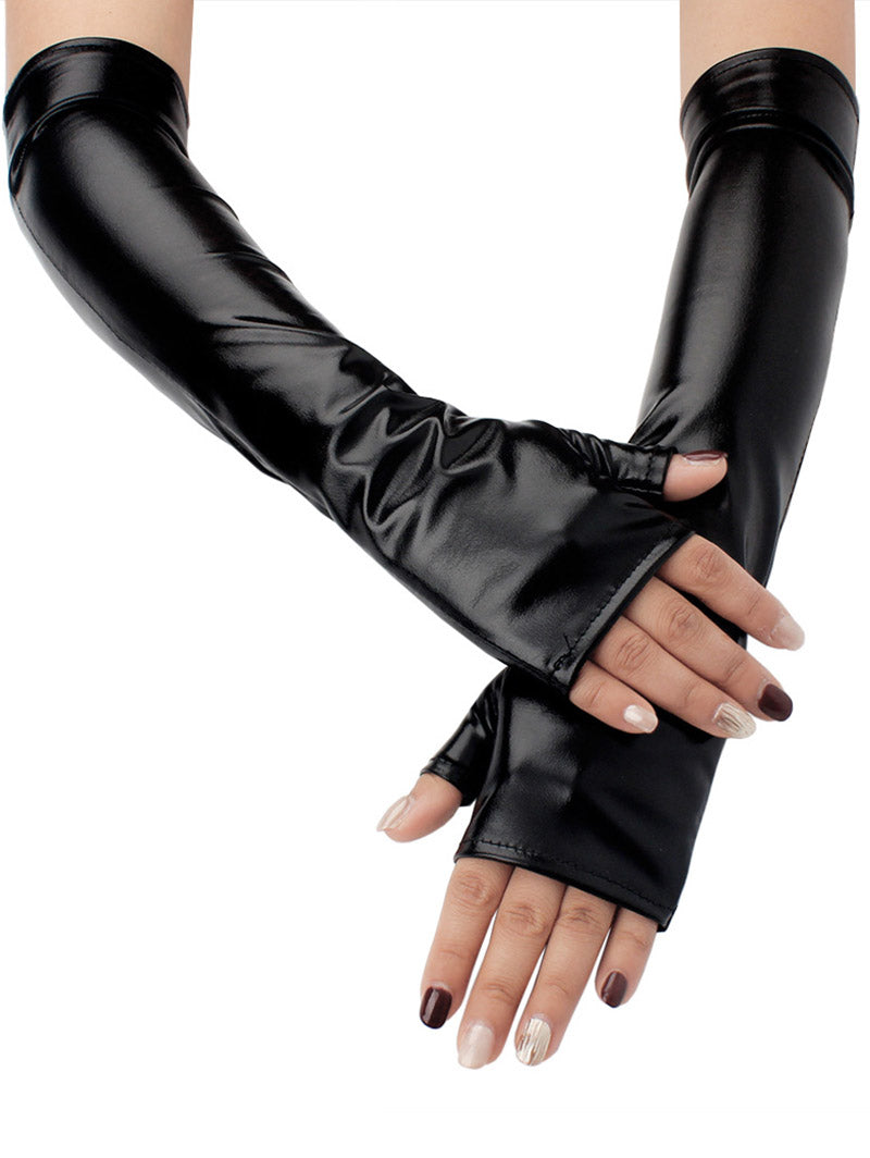 Party Forearm Gloves Solid Color Fingerless Punk Gloves