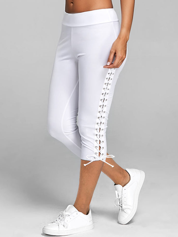 Lace Up Capri Leggings