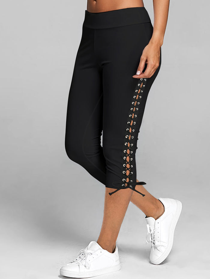 Lace Up Capri Leggings