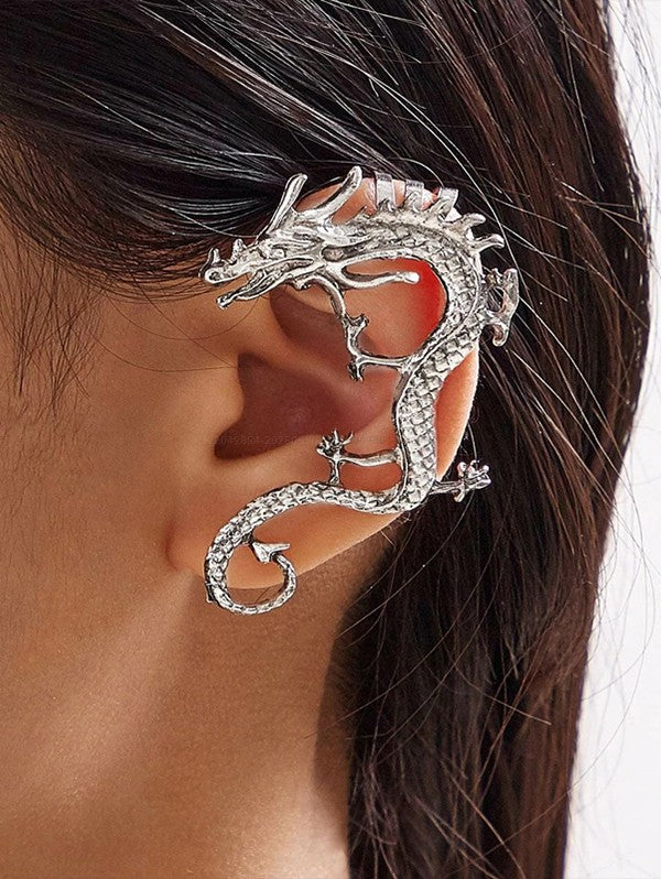 Gothic Dragon Pattern Clip Earrings