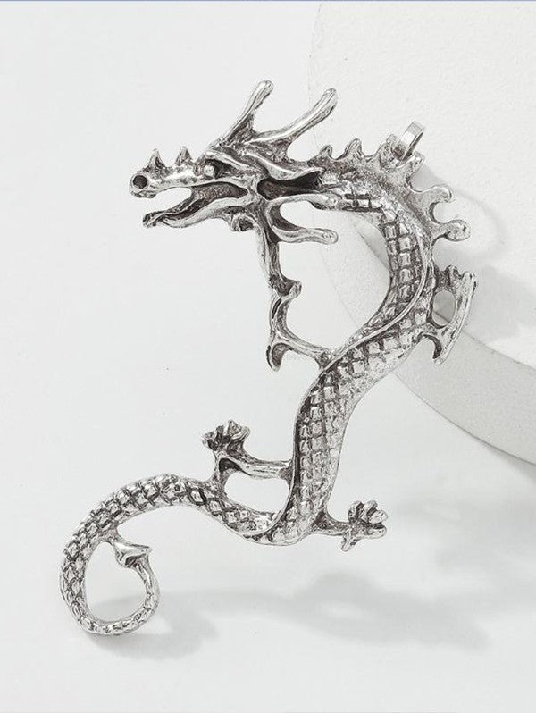Gothic Dragon Pattern Clip Earrings