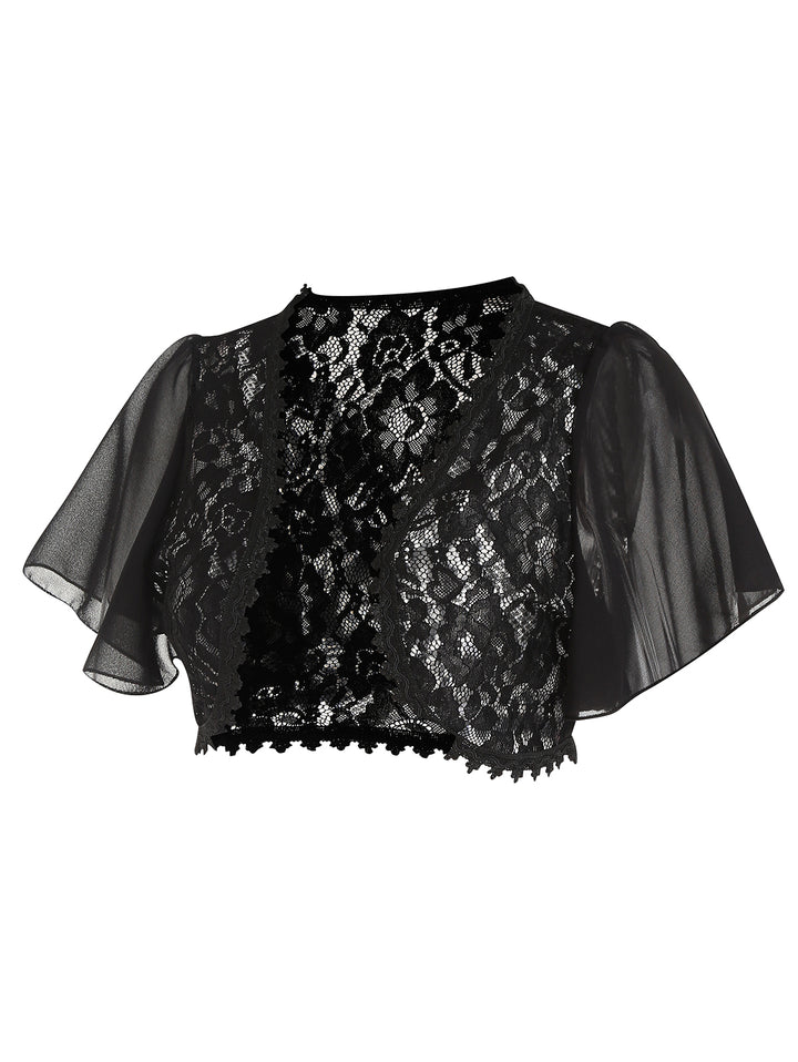 Flower Lace See Thru Bolero Shrug Cardigan