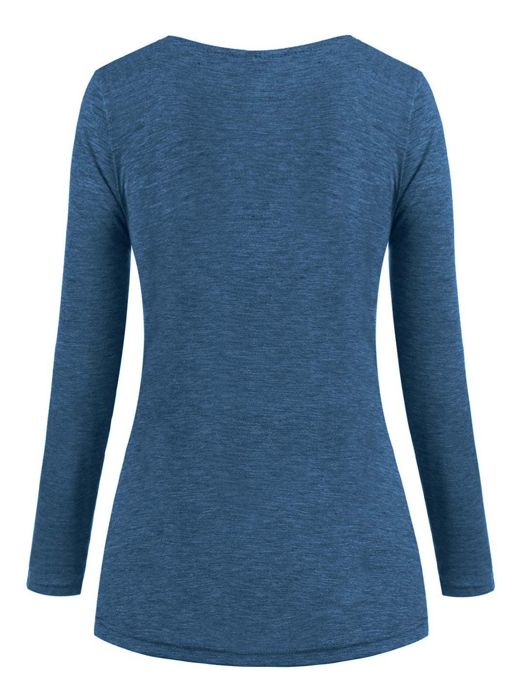 Cowl Neck Heather Mock Button T-shirt