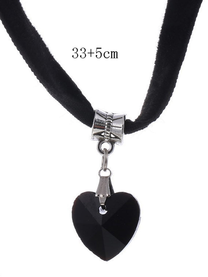 Gothic Choker Velour Heart Pendant Necklace