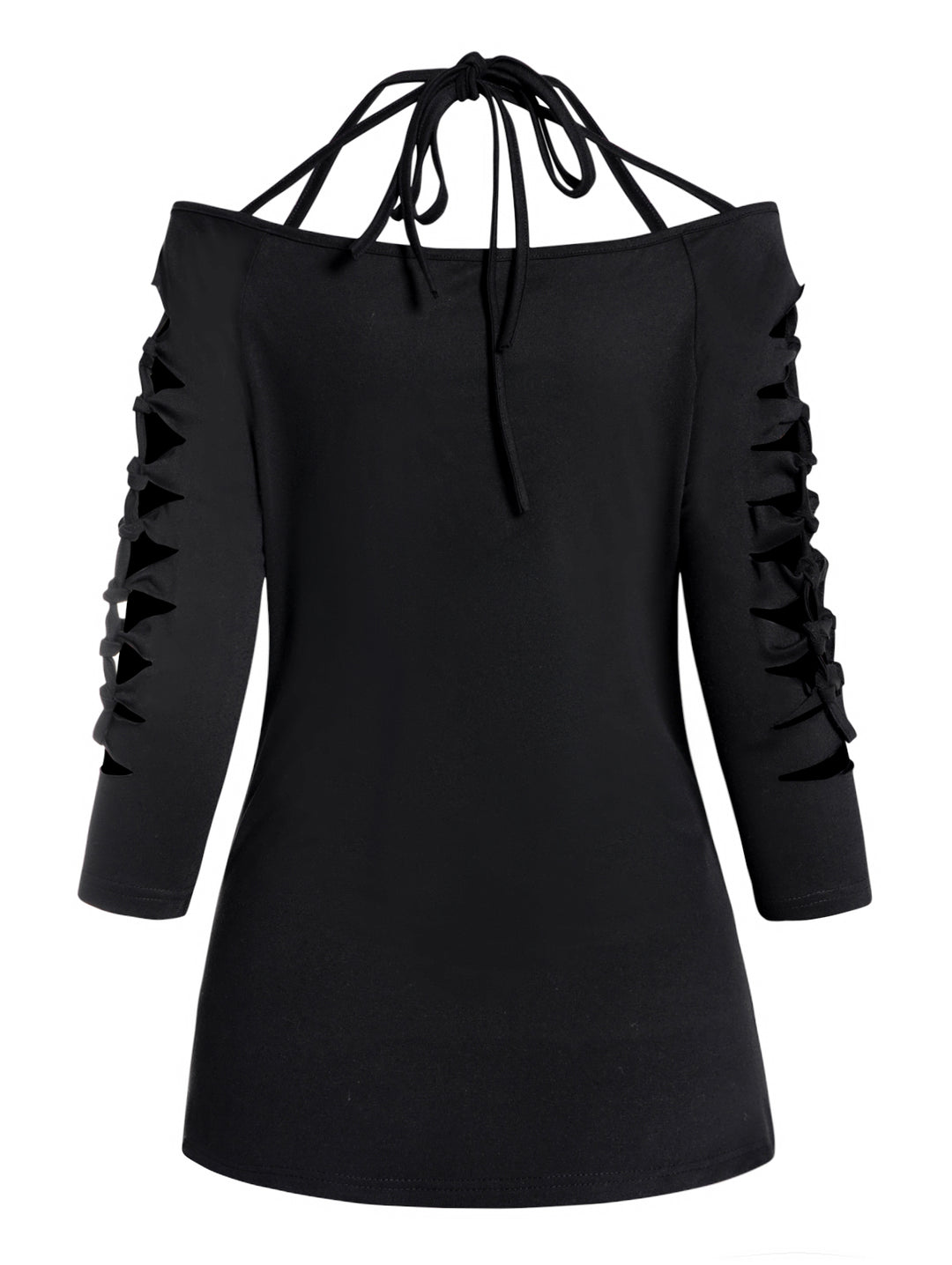 Cut Out Lace Up Half Sleeve Top