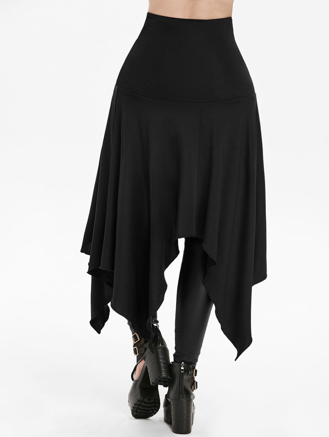 Solid Color Open Front Lace Up Irregular Hem Skirt