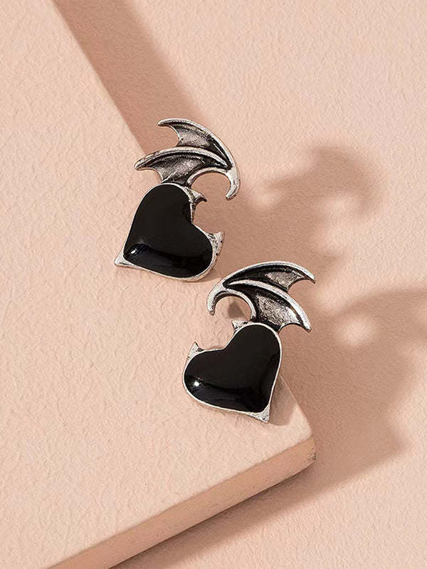 Heart Wings Gothic Stud Earrings