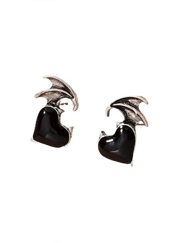 Heart Wings Gothic Stud Earrings