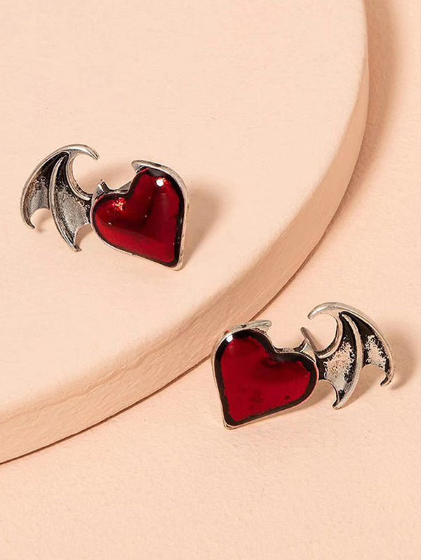 Heart Wings Gothic Stud Earrings