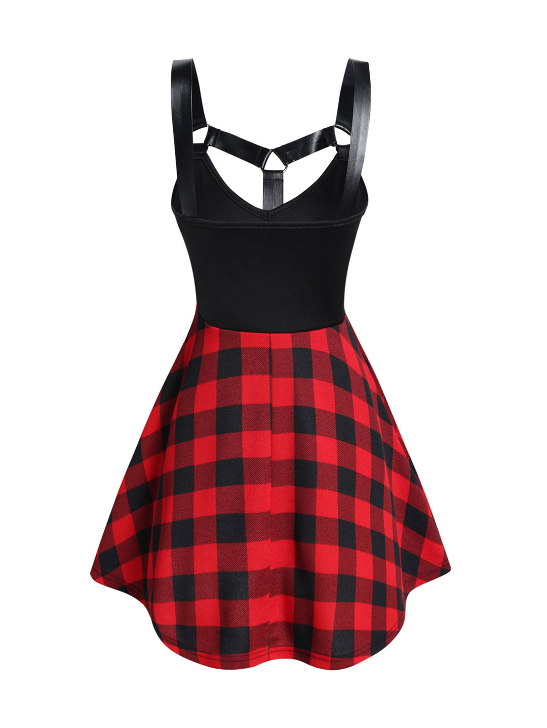 Plaid Print Cut Out High Waist Straps Vintage Tank Top