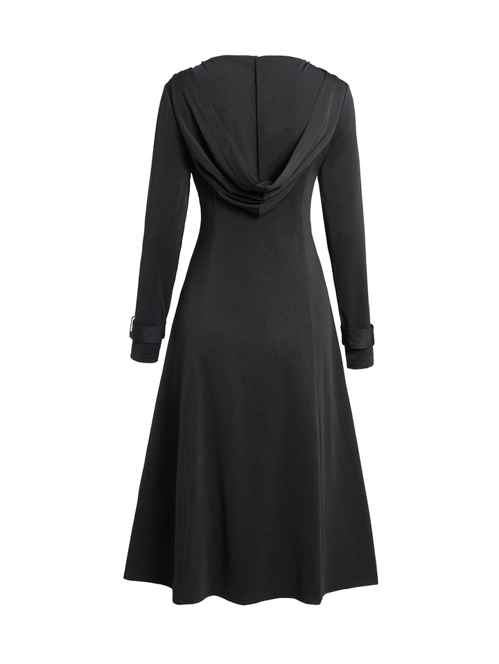 Punk Gothic Lace Up Zip Hooded Coat