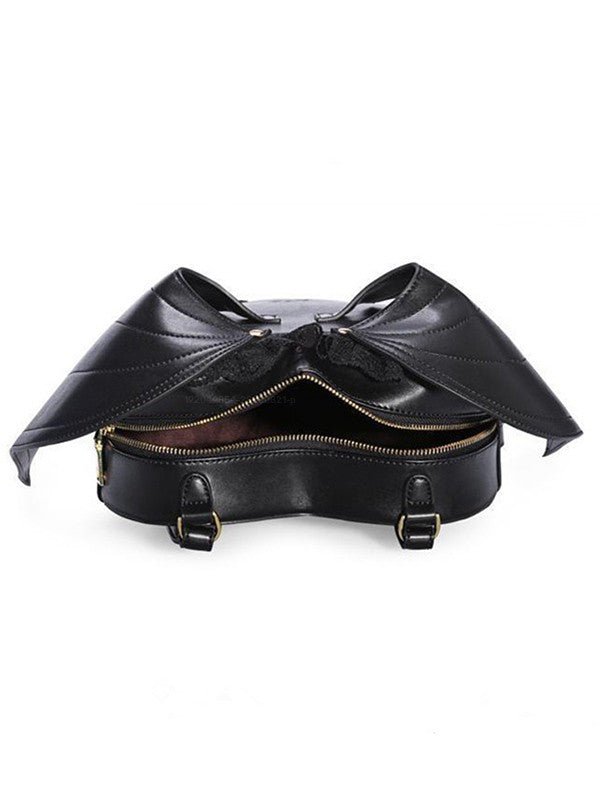 Gothic Punk Bat Heart Lace Hem PU Backpack