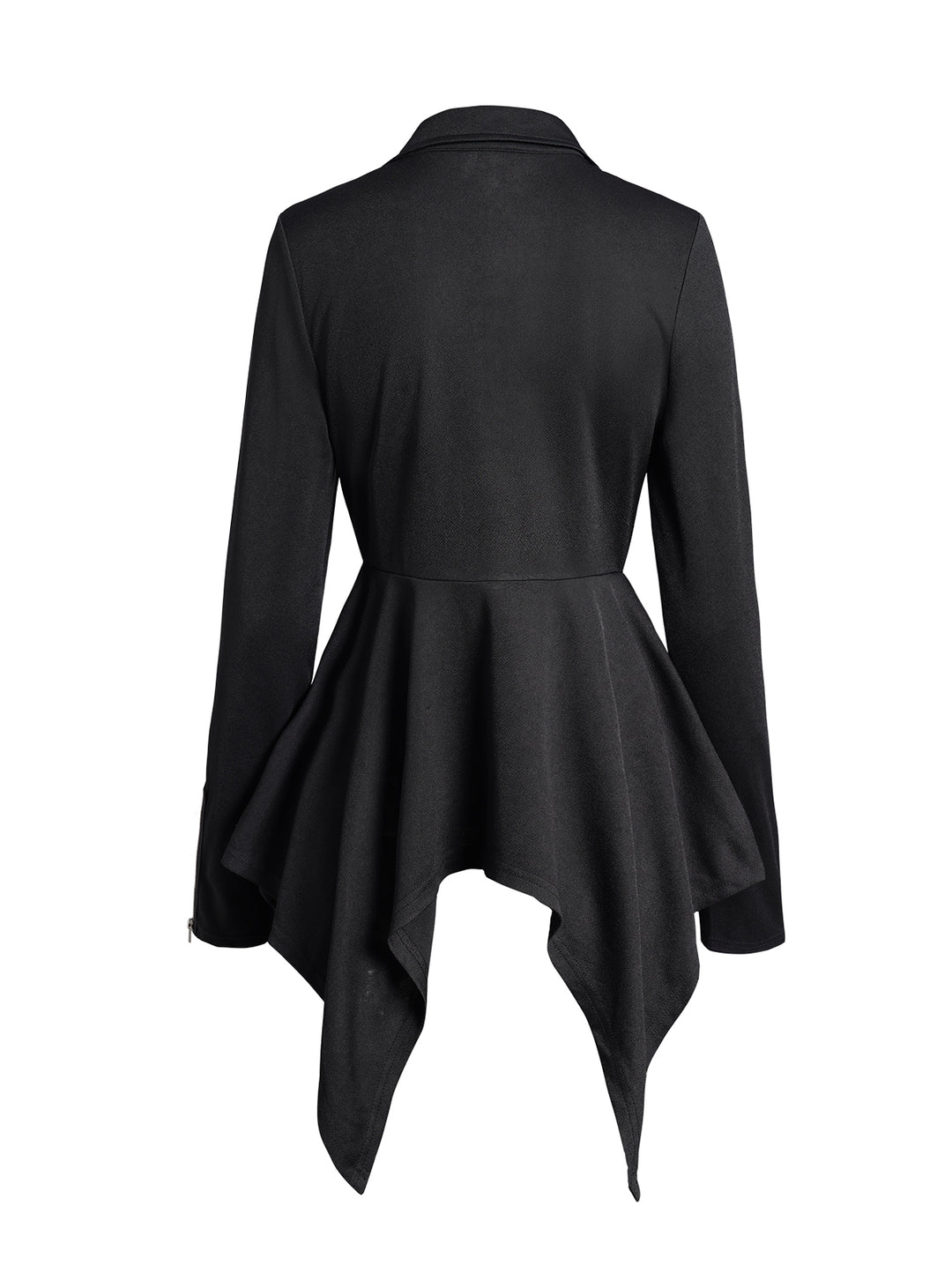 Gothic Solid Color O Ring Zip Up Asymmetric Punk Coat