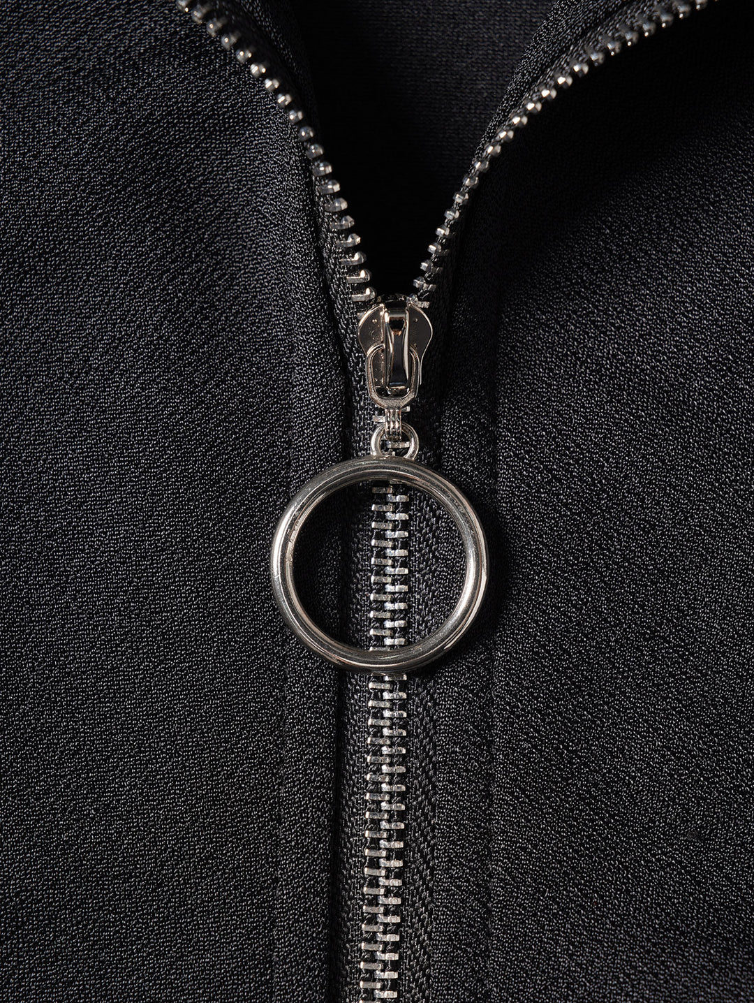 Gothic Solid Color O Ring Zip Up Asymmetric Punk Coat