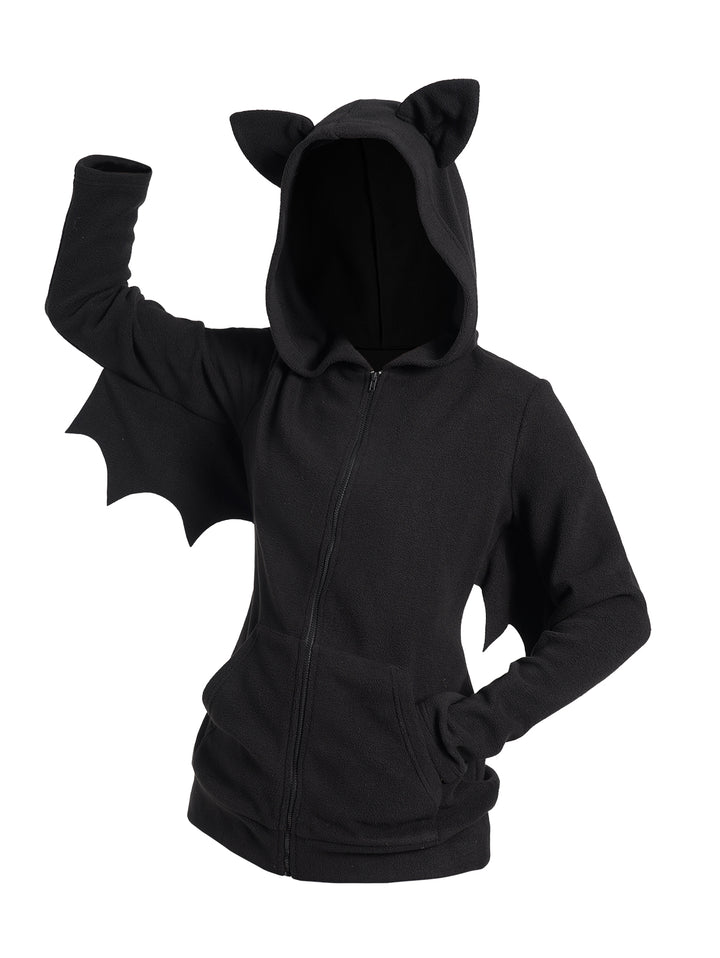 Halloween Costume Bat Fleece Hooded Jacket